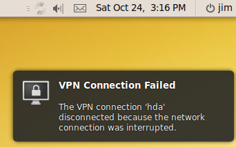 “VPN Connection Failed” message.