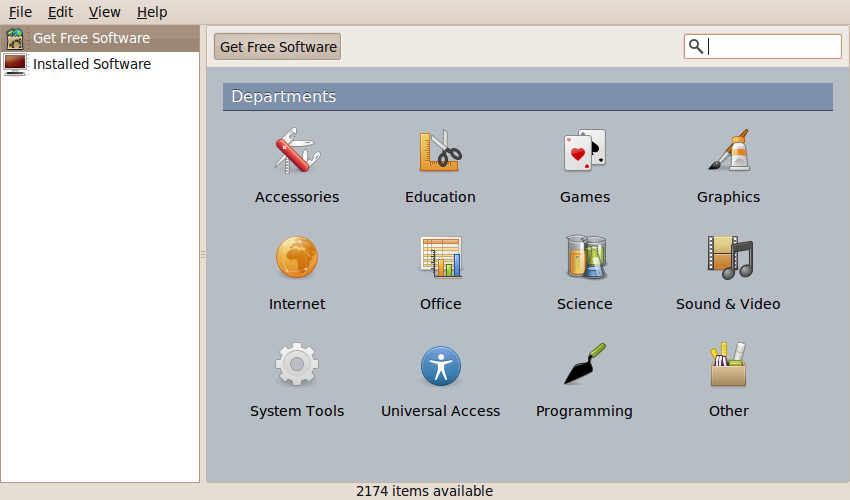 The location of the Ubuntu Software Center menu option