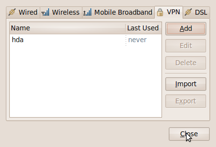The VPN profile is now saved. Click on the Close button to finish the configuration.